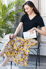 Long Length: Dramatic Yellow Travel Long Skirt