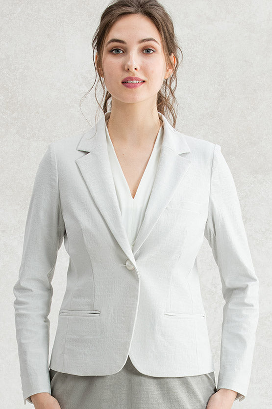 Stretch Jacquard: Greige Tailored Jacket