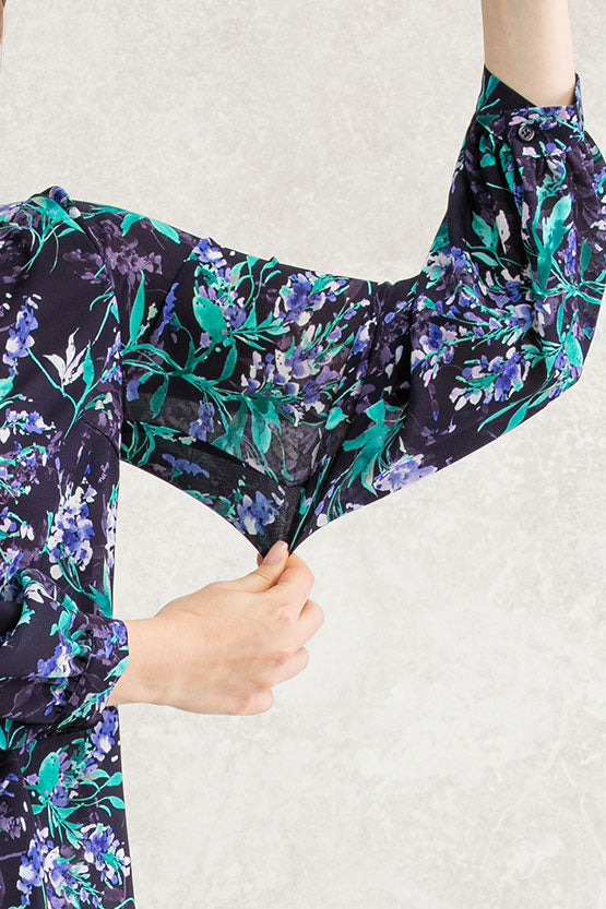 Stretch Chiffon: Navy Aroma Bowtie Blouse