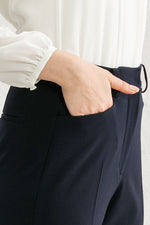 All-Season Material: Smart Stretch Dark Navy Straight Trousers