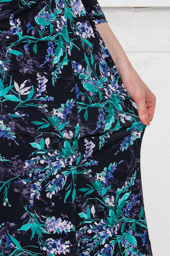 Navy Aroma Gathered Dress