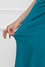 Body Shape Correction: Turquoise Blue Gathered Dress