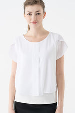 White Short Sleeve Double Layer Chiffon Top