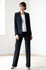 All-Season Material: Smart Stretch Black Straight Pants