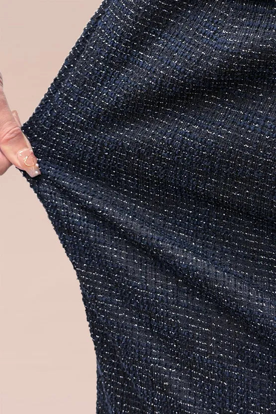 Stretch Lame Tweed: Zip-Up Semi-Mermaid Dress