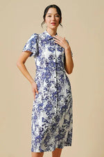 Stretch Chiffon: Stretch Chiffon Ai Hotaru Bowtie Shirt Dress