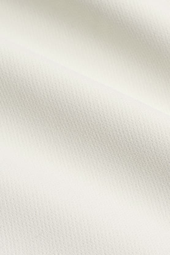 Active Stretch: White Front Hook Collarless Jacket