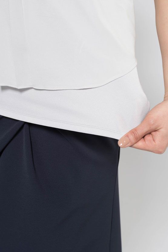 Stretch Chiffon: Light Grey Double Layer Chiffon Top