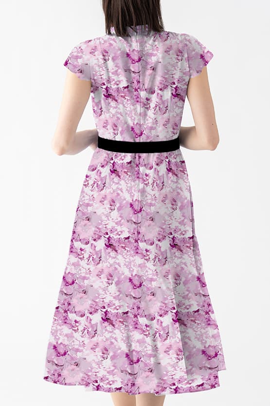 Stretch Chiffon Watercolor Mauve Long Mermaid Dress