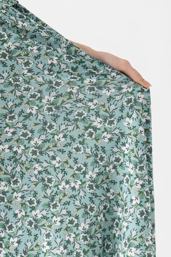 Silk-Like Green Petite Flower Cache-Coeur Dress