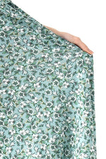 Stretch Chiffon: Green Petite Flower Collared Cache-Coeur Chiffon Long