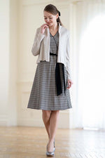 Beige X Black Natural Wrap-Style Short Sleeve Dress