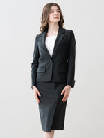 Stretch Jacquard: Black Geo Jacquard Stretch Blazer Jacket
