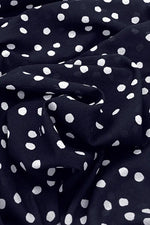 Stretch Chiffon: Navy Large Dot Long Mermaid Dress