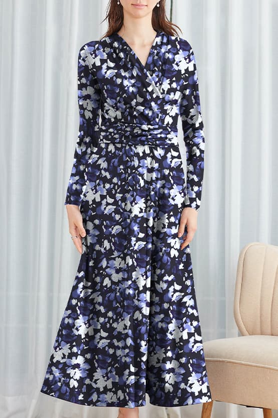 Navy Bella Long Marilyn Dress (with anti-static petticoat)