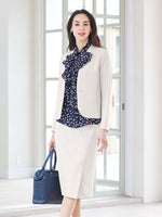 All-Season Material: Greige Midi A-Line Skirt