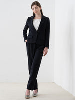 All-Season Material: Smart Stretch Dark Navy Stretch Blazer Jacket