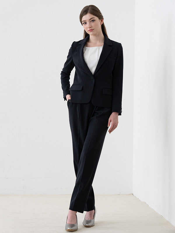 All-Season Material: Smart Stretch Black Wrap-Tuck Pants