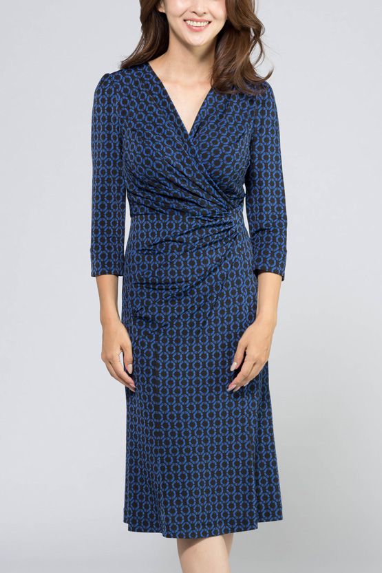 Shenon Blue Waist Gathered Dress