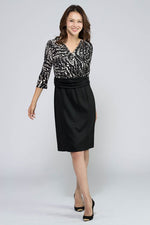 Monotone Leaf Piping Dress