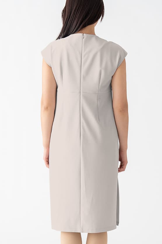 Smart Stretch: Smart Stretch Greige Split Neck Sack Dress