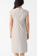 Smart Stretch: Smart Stretch Greige Split Neck Sack Dress