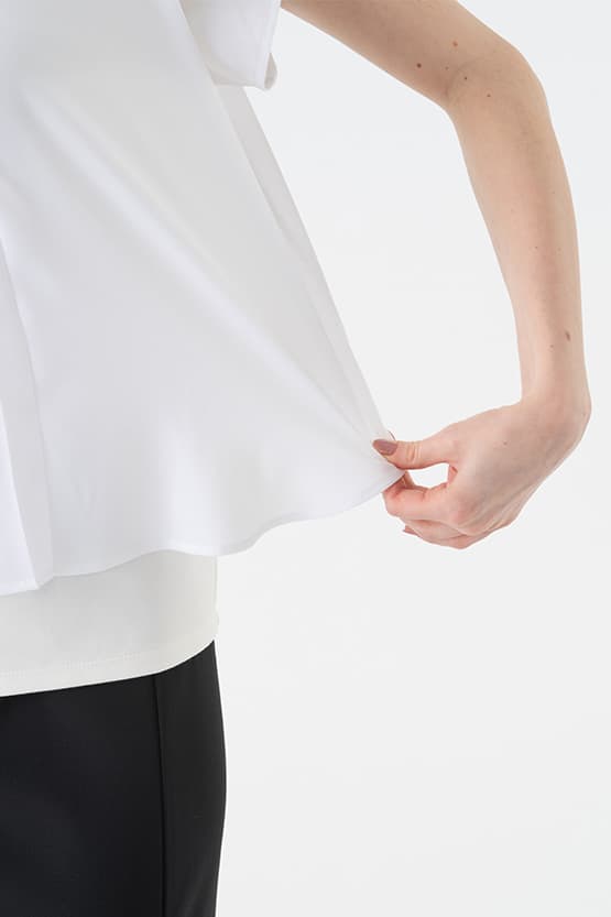 White Short Sleeve Double Layer Chiffon Top