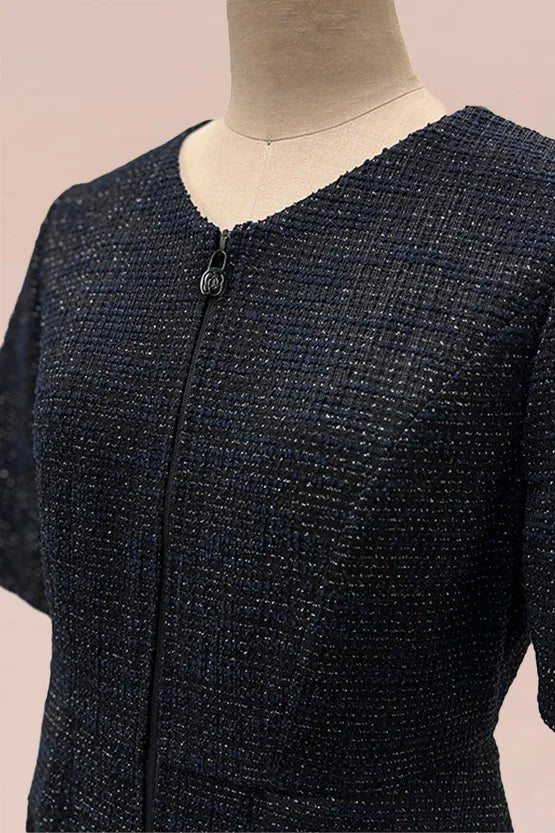 Stretch Lame Tweed: Zip-Up Semi-Mermaid Dress