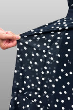 Stretch Chiffon: Navy Large Dot Long Mermaid Dress
