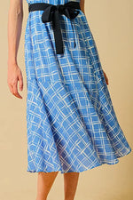 Stretch Chiffon: Stretch Chiffon Azure Lattice Long Mermaid Dress