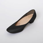 Black vegan leather fluffy flats
