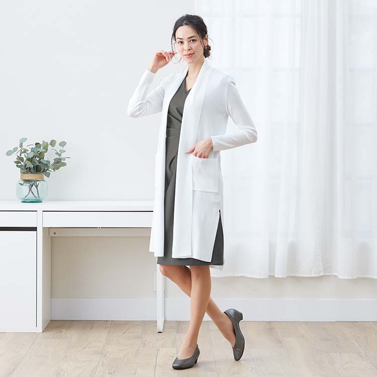 A long white cardigan for a clean look