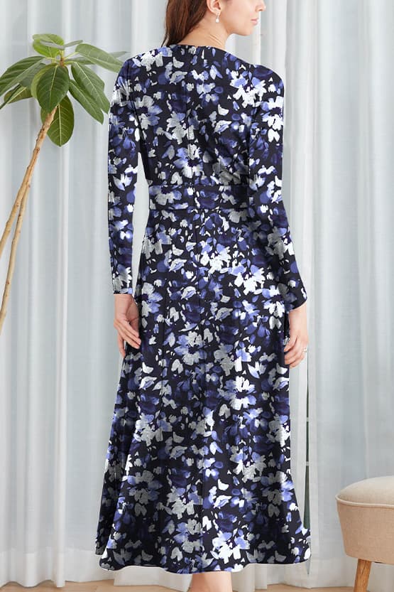 Navy Bella Long Marilyn Dress (with anti-static petticoat)