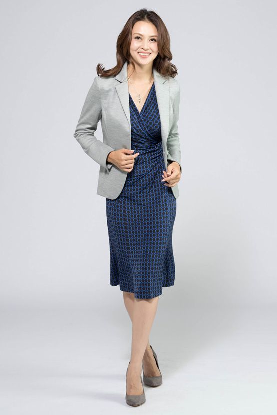 Shenon Blue Waist Gathered Dress