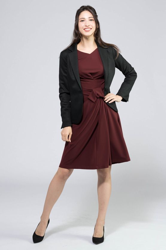 Burgundy Flare Silhouette Dress