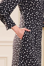 Long Length: Black Dot Long Collar Dress