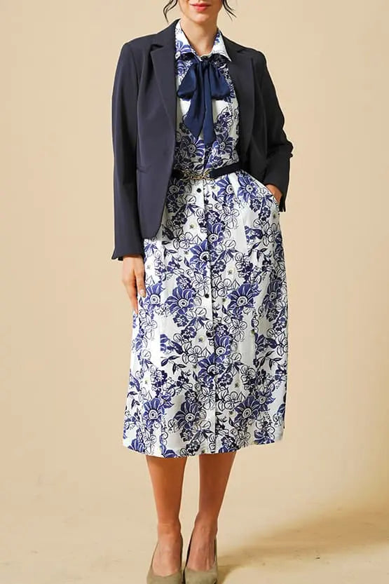 Stretch Chiffon: Stretch Chiffon Ai Hotaru Bowtie Shirt Dress