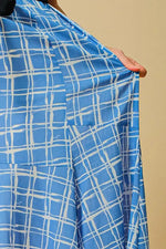 Stretch Chiffon: Stretch Chiffon Azure Lattice Long Mermaid Dress