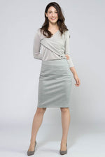 Light Grey Rich Wool Stretch Striped Skirt