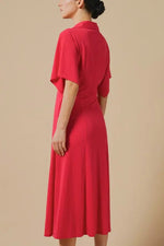 Cherry Pink Collared Flared Dress