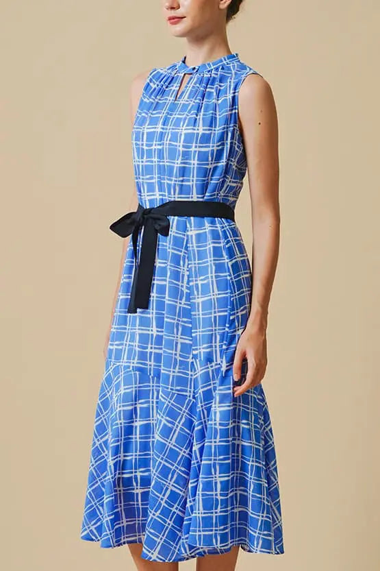 Stretch Chiffon: Stretch Chiffon Azure Lattice Long Mermaid Dress