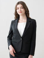 Stretch Jacquard: Black Geo Jacquard Stretch Blazer Jacket