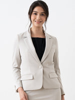 All-Season Material: Smart Stretch Greige Stretch Blazer Jacket