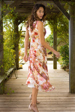 Beige Pink Leaf Marilyn Long Dress