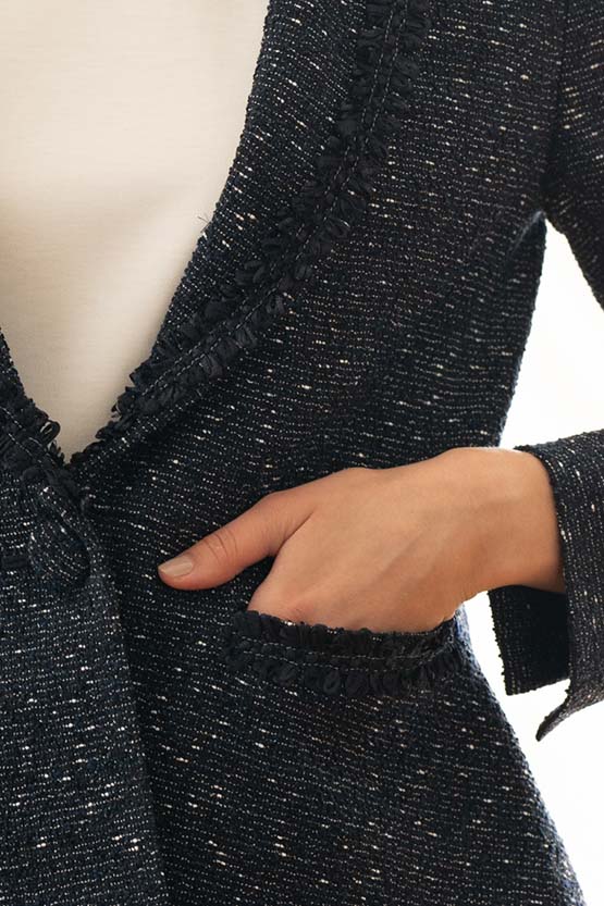 Navy Tweed Tailored Jacket