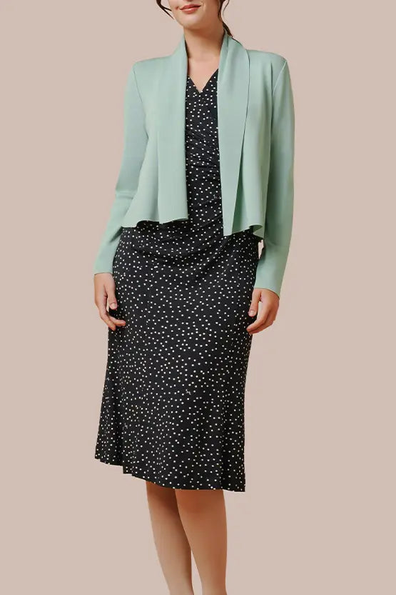 Stretch Jersey: Navy Dot Gathered Dress