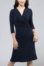 Navy Waist Gathered Dress