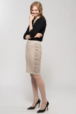 Beige Side Gathered Skirt