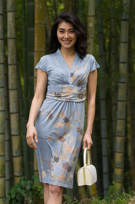 Japanese Pattern: Silk Hana Asagi Shell Dress