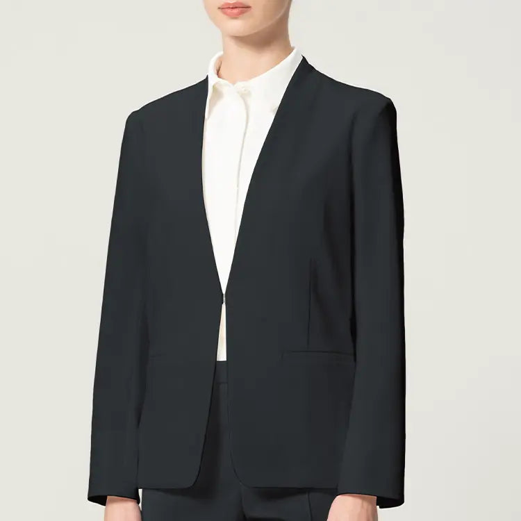 The curved line from the collar gives a naturally slimming look